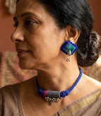 Fabric Choker Set with Silver Detailing