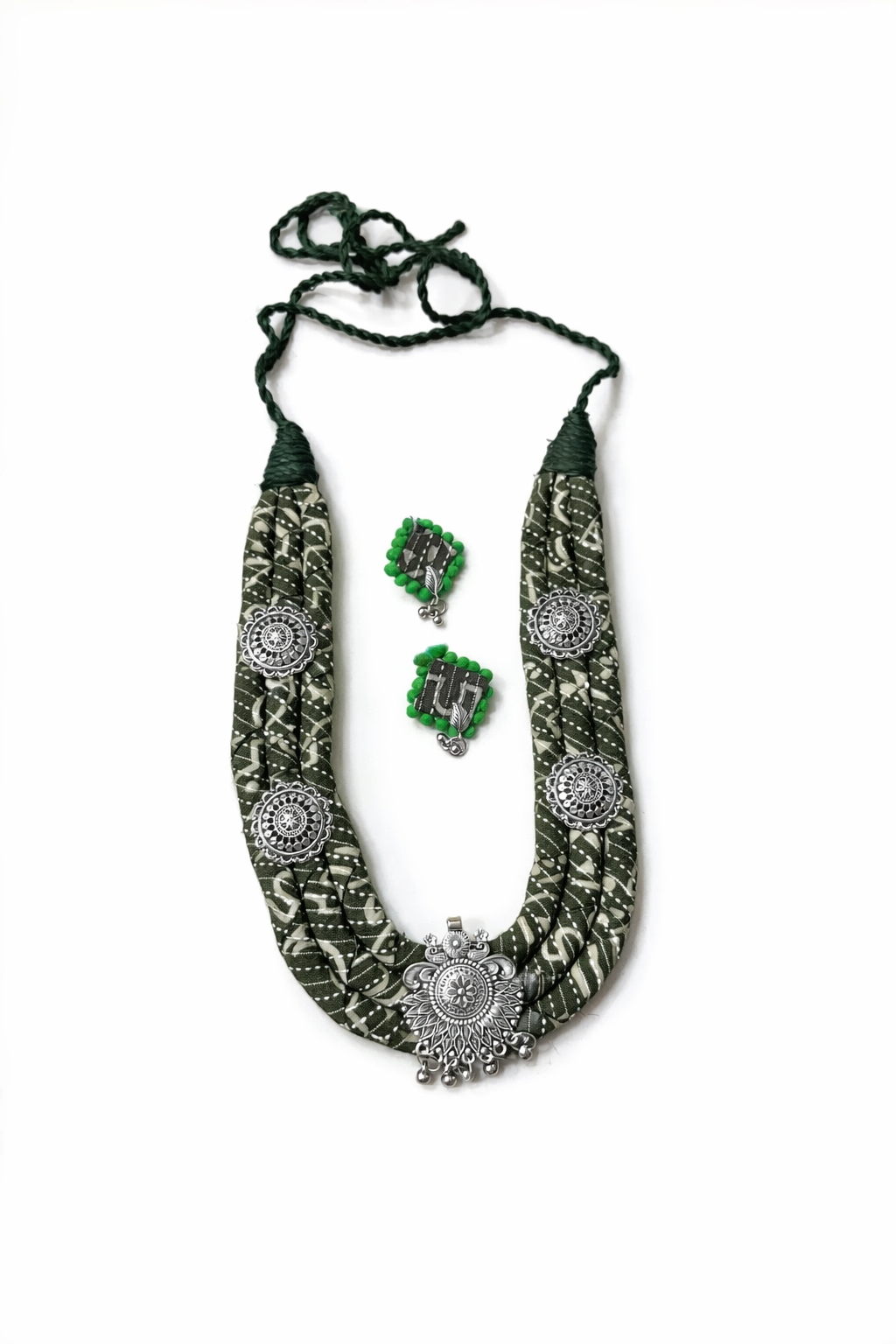 Heritage Fabric Oxidized  Necklace Set