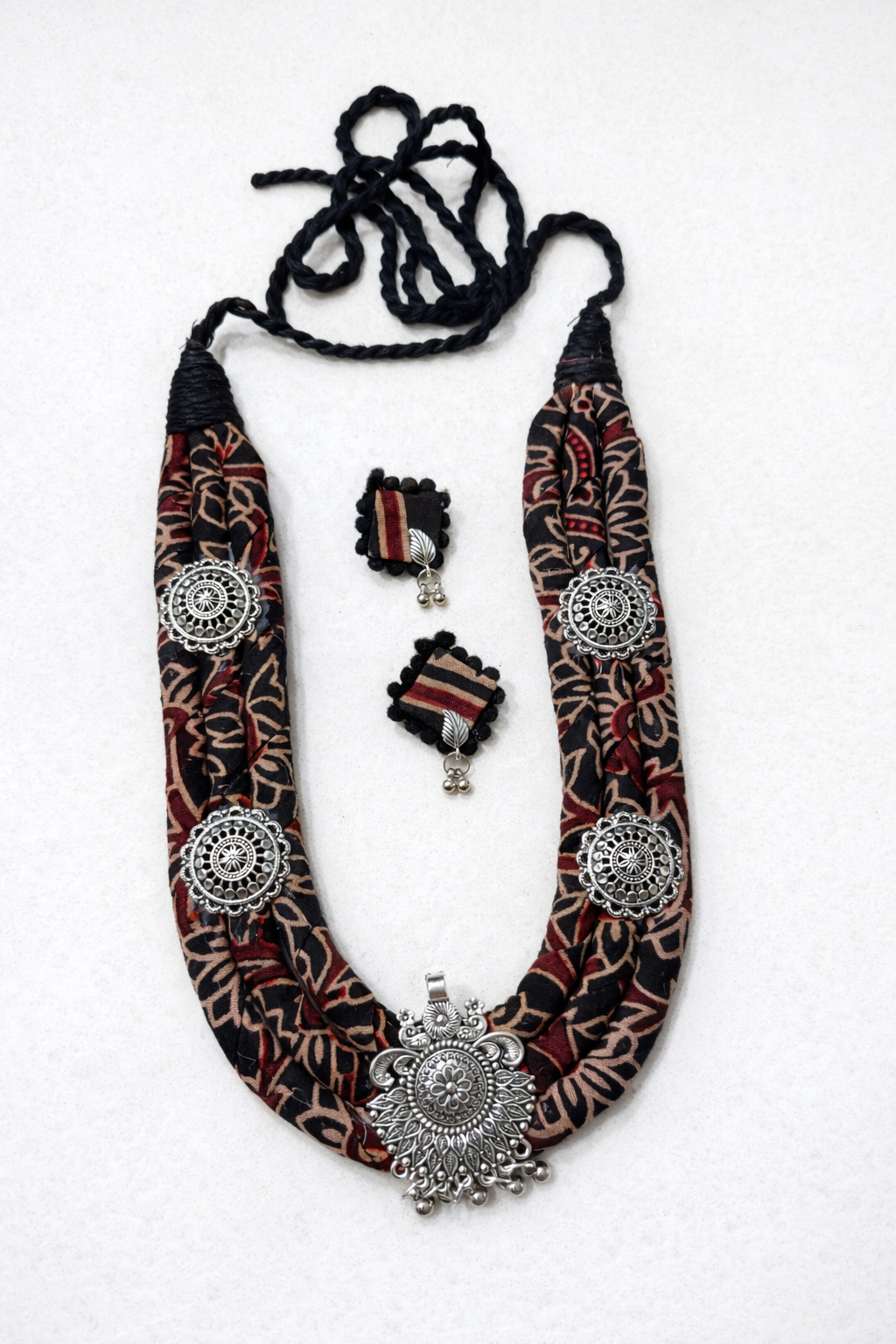 Heritage Fabric Oxidized  Necklace Set