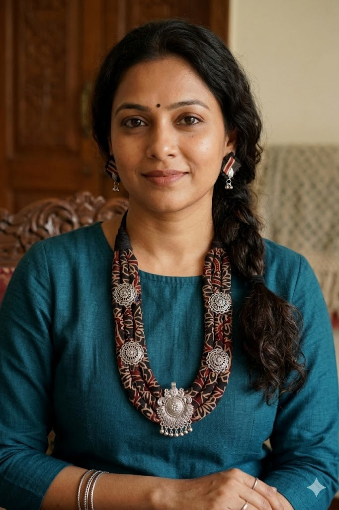 Heritage Fabric Oxidized  Necklace Set