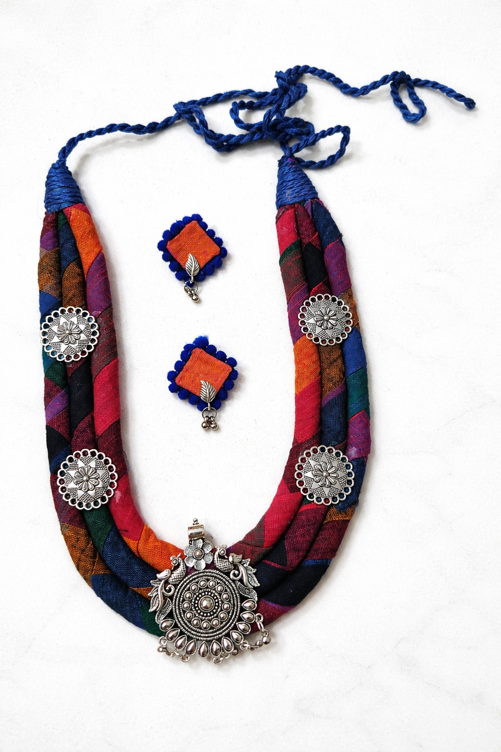 Heritage Fabric Oxidized  Necklace Set