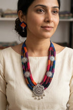 Heritage Fabric Oxidized  Necklace Set