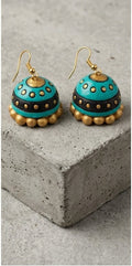 Handcrafted Turquoise Jhumka Earrings