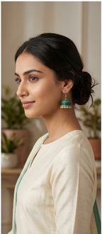 Handcrafted Turquoise Jhumka Earrings