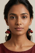 Ajrak Print Fabric Jhumka Earrings