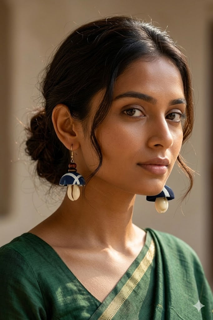 Striped Print Fabric Jhumka Earrings
