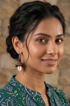 Ajrak Print Fabric Jhumka Earrings