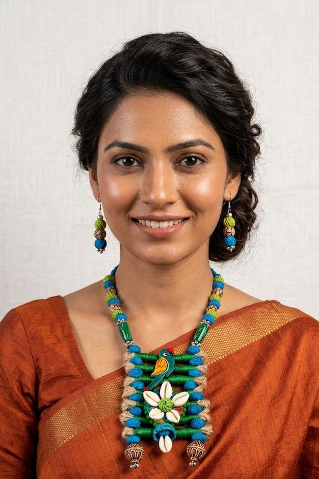 Tribal Jute & Shell Necklace Set
