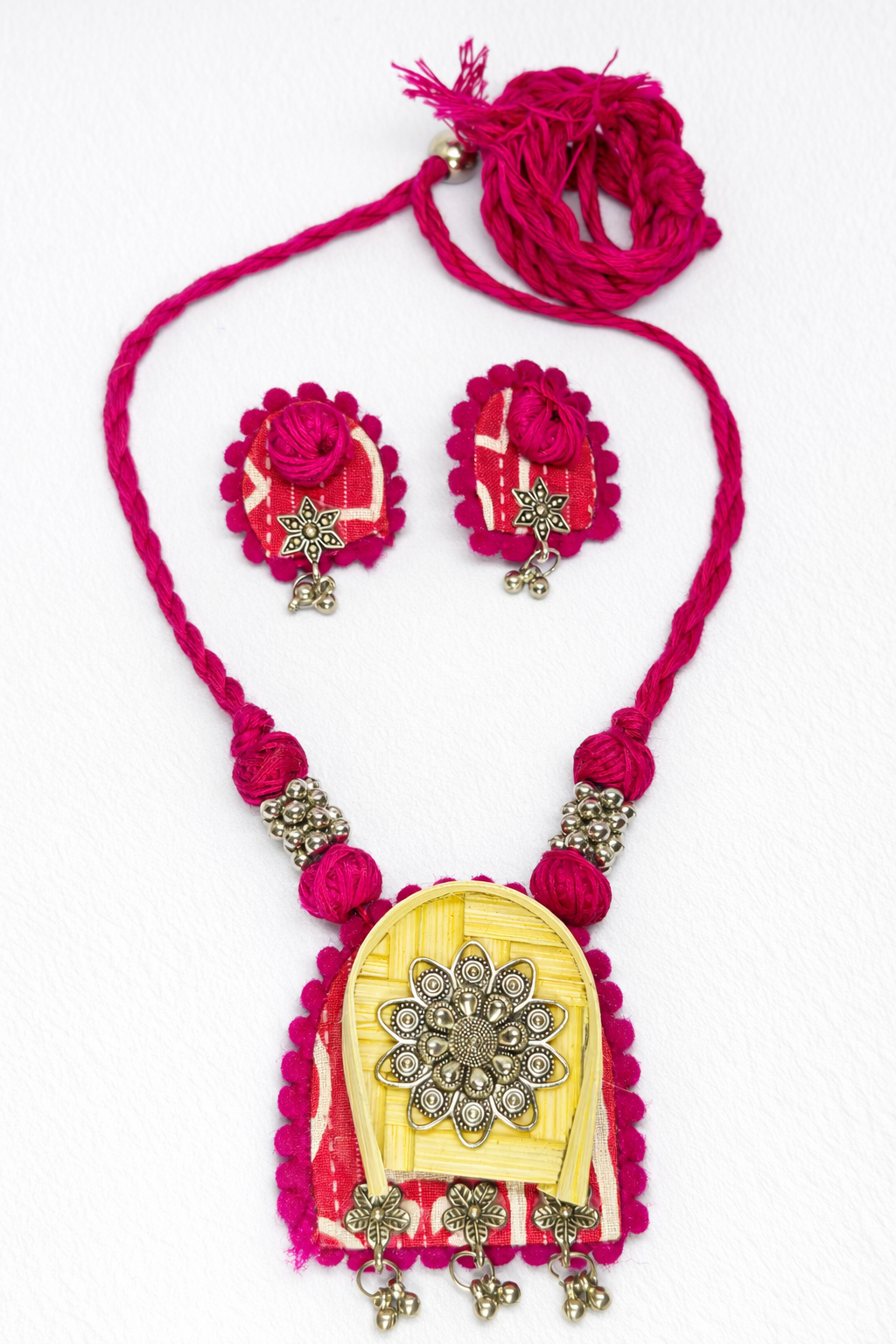 Floral Oxidised Bamboo Jewellery Set