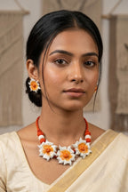 Floral Clay Necklace & Earrings Set