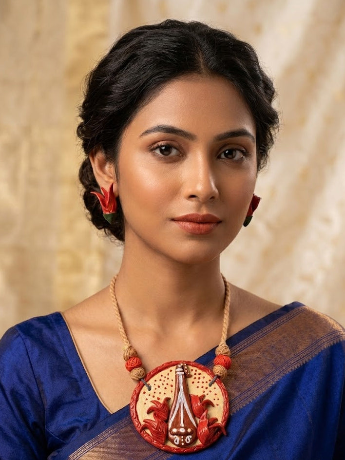 Clay Veena Necklace & Earrings Set