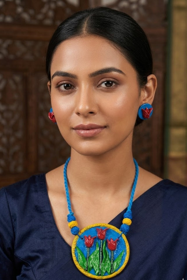 Clay Tulip Necklace Set