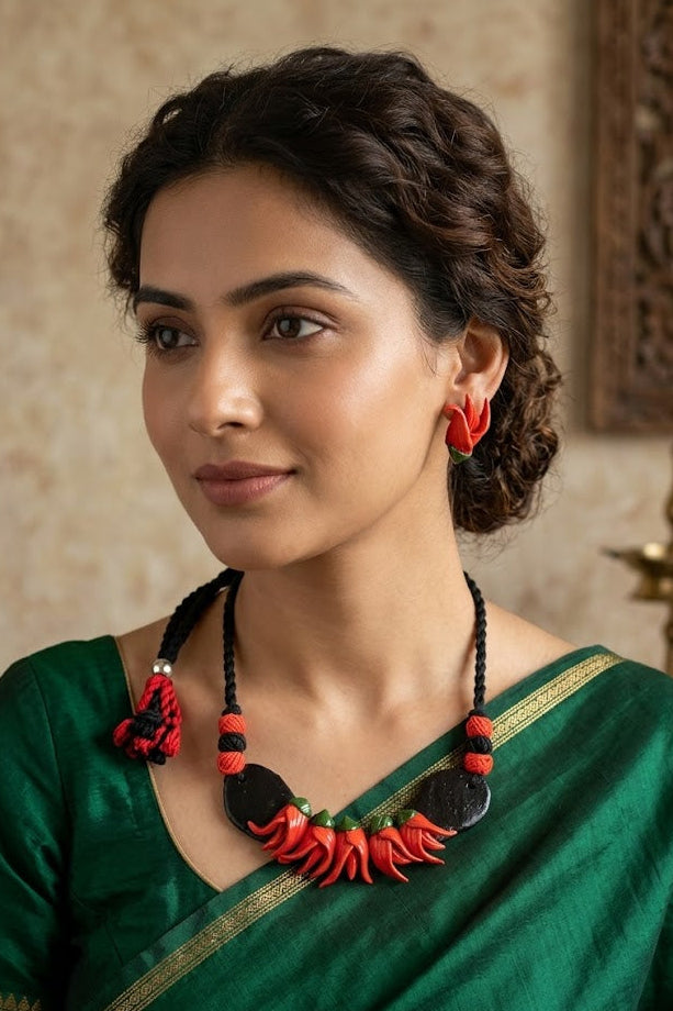Clay Flower Necklace Set